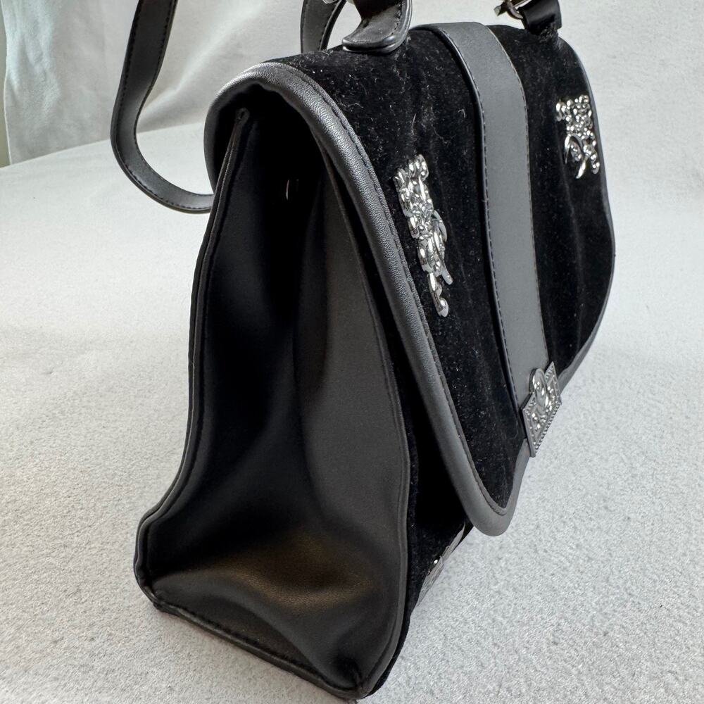 Killstar Gothic Black Velvet Satchel Handbag Purse Medium Silver Filigree NWOT - Picture 13 of 16